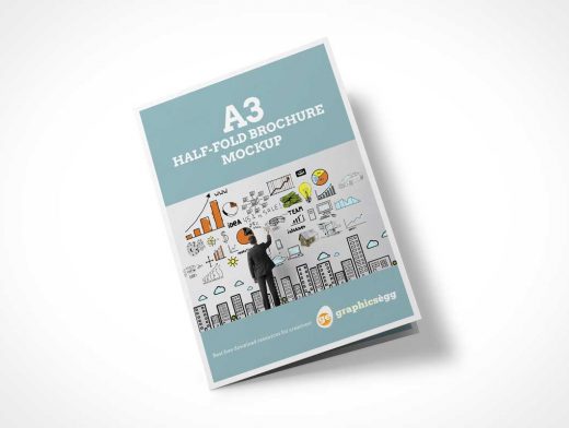 Half-Fold Brochure PSD Mockup