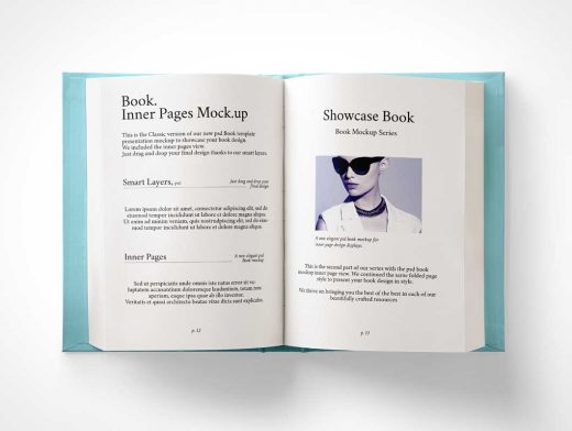 Hardback Book Inner Pages PSD Mockup