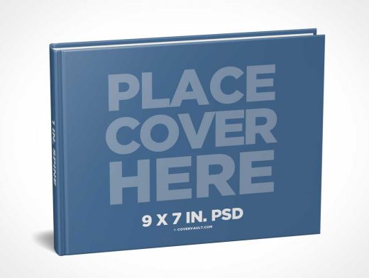 Hardcover Book PSD Mockup Landscape 9 x 7 Format
