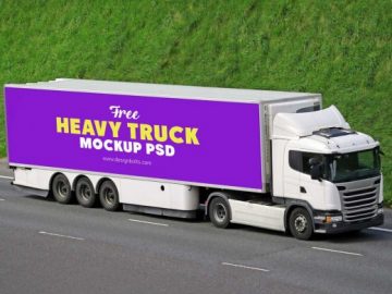 Heavy Load Transport Cargo Truck PSD Mockup