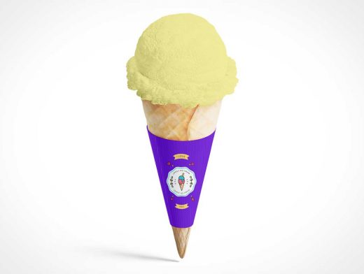 Ice Cream Cone & Wrap Label PSD Mockup