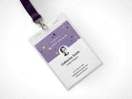 Identity Card Holder PSD Mockup With Lanyard