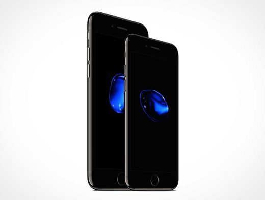 iPhone 7 And iPhone 7 Plus Jet Black PSD Mockup