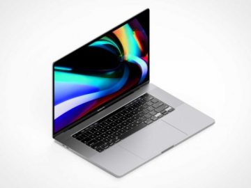 Isometric MacBook Pro 16 Inch Laptop PSD Mockup