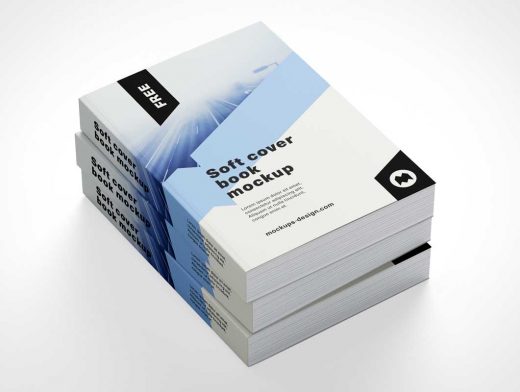 Large Softcover Book Stack PSD Mockup