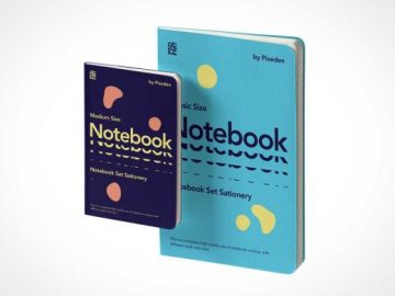 Lined paper Notebook & Pocketbook PSD Mockup