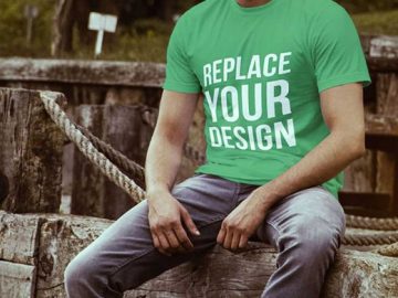 Male Modelling 4 Free T-shirt PSD Mockup Templates