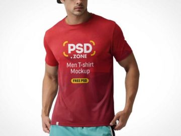 Men's T-Shirt Round Collar Cotton Fabric PSD Mockup