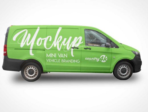 Mini Van Delivery Transport PSD Mockup
