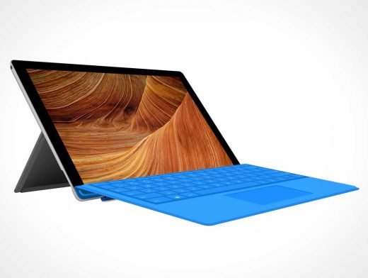 MS Surface 4 Pro Tablet PSD Mockup With Keyboard Cover