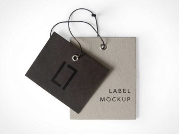 Multiple Label Brand Tags PSD Mockup String Grommet