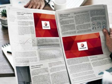 Newspaper Ad Spots In Business & Travel Section PSD Mockup