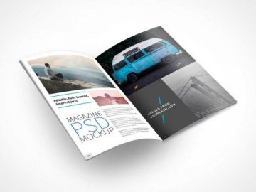 Open Magazine PSD Mockup With Lifted Pages
