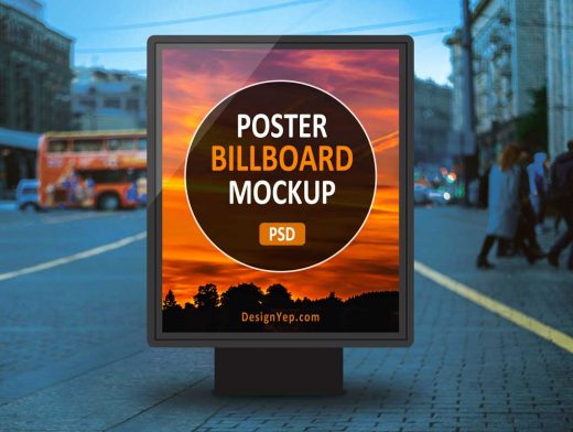 Outdoor Backlit Billboard Street Poster PSD Mockup