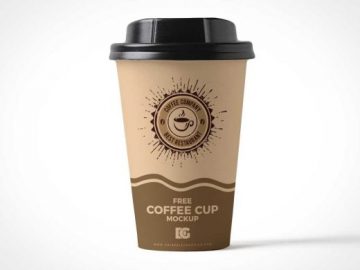Paper Coffee Cup & Plastic Sip Lid PSD Mockup