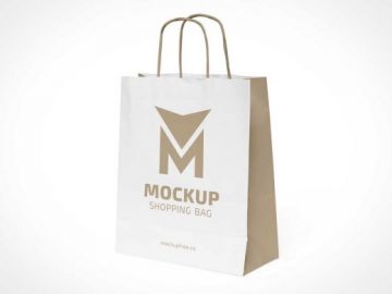 Paper Shopping Bag & String Handles PSD Mockup
