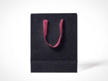 Paper Trinket Shopping Bag & Fabric Handle PSD Mockup