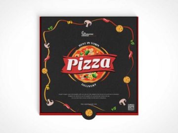 Pizza Box Packaging PSD Mockup