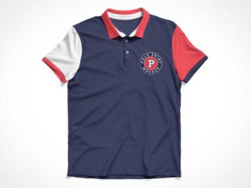 Polo Style Button T-Shirt Front & Back PSD Mockup