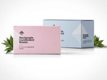 Rectangular Box Product Packaging PSD Mockups