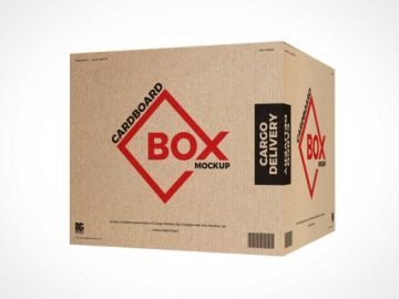 Recycled Cardboard Shipping Box PSD Mockup