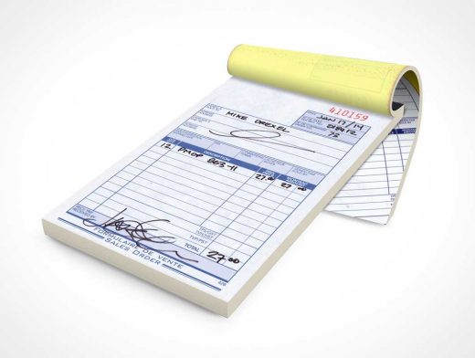Sales Receipt Notepad Front Cover & Inside Page PSD Mockup