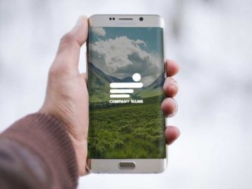 Samsung Mobile Android Smartphone In Hand PSD Mockup
