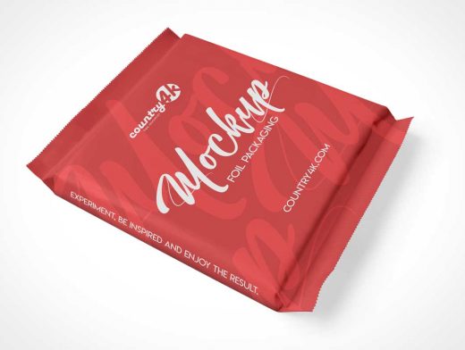Sealed Foil Pouch Packet PSD Mockup