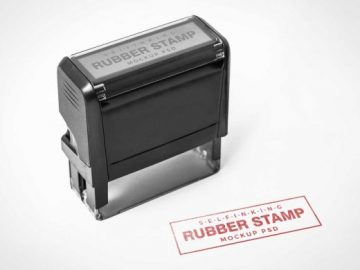 Self Inking Rubber Stamp PSD Mockup