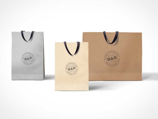 Shopping Bags PSD Mockup With Cloth Carry Handles
