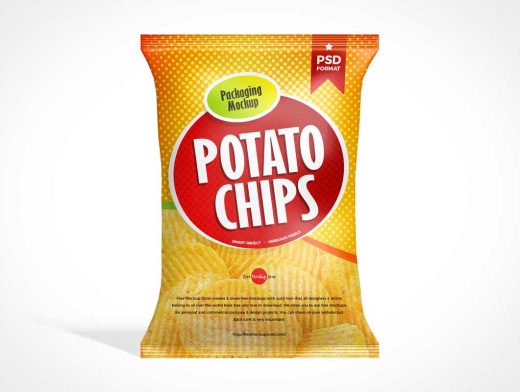 Single Serving Snack Chip Bag PSD Mockup