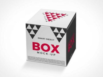 Small Square Cube Box Packaging PSD Mockup