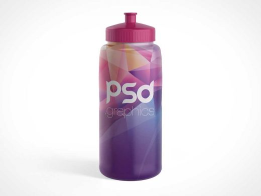Sport Water Bottle & Mouth Spout Cap PSD Mockup
