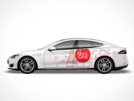 Tesla S Car Branding PSD Mockup