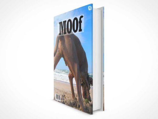 Upright Hardcover PSD Mockup Book Rotated to 45 Degrees