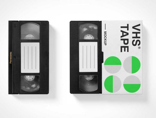 VHS Movie Cassette & Case PSD Mockup