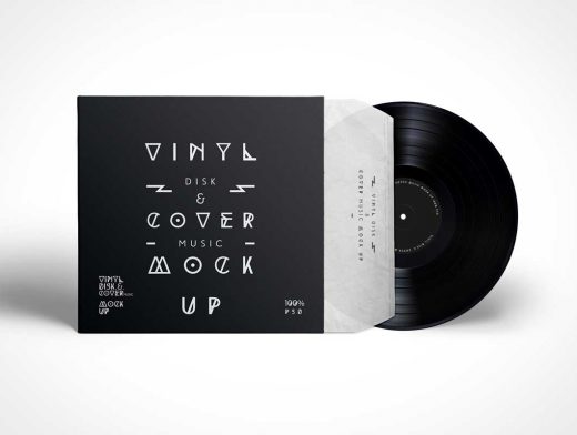 Vinyl Record PSD Mockup With Cover Sleeve