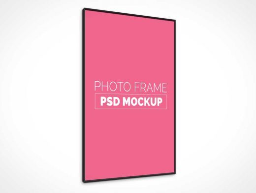 Wall Poster PSD Mockup With Box Frame