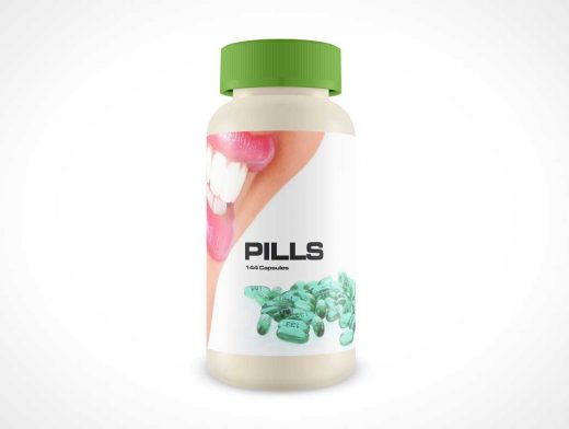 White Label Pill Bottle PSD Mockup