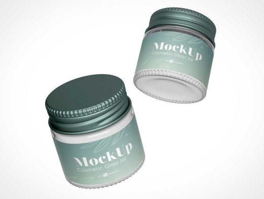 Wide Mouth Cosmetic Glass Jar & Twist Cap PSD Mockup