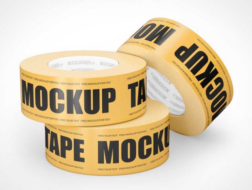 Yellow Duct Tape Rolls PSD Mockup
